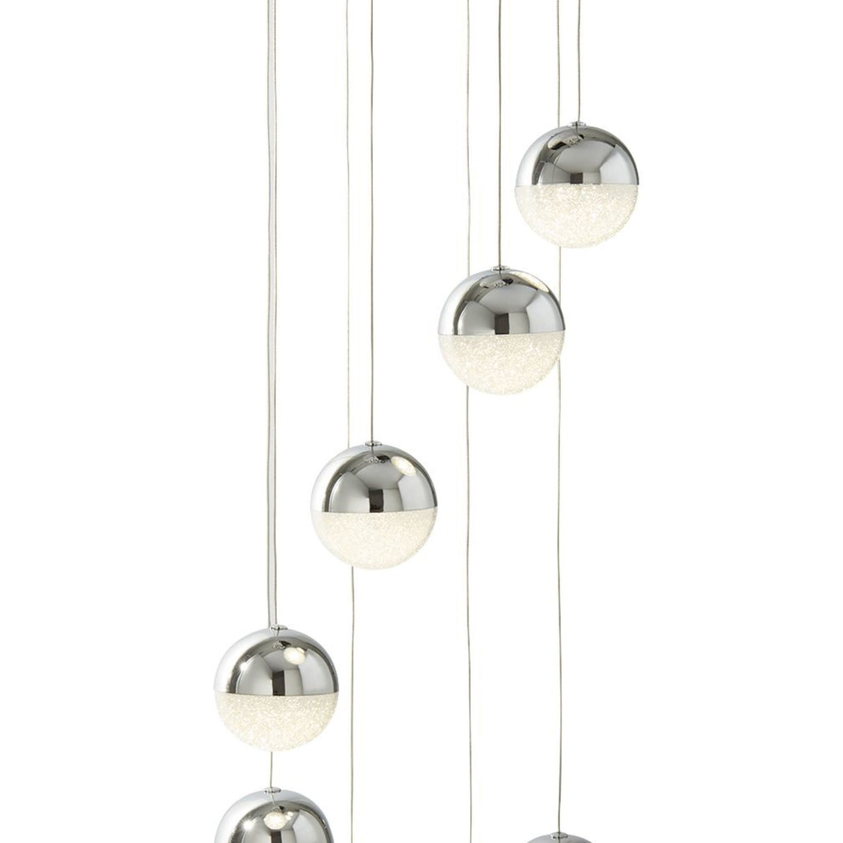 Searchlight Electric Marbles 8Lt Multi-Drop Pendant - Chrome, Crushed Ice Shade 5848-8CC