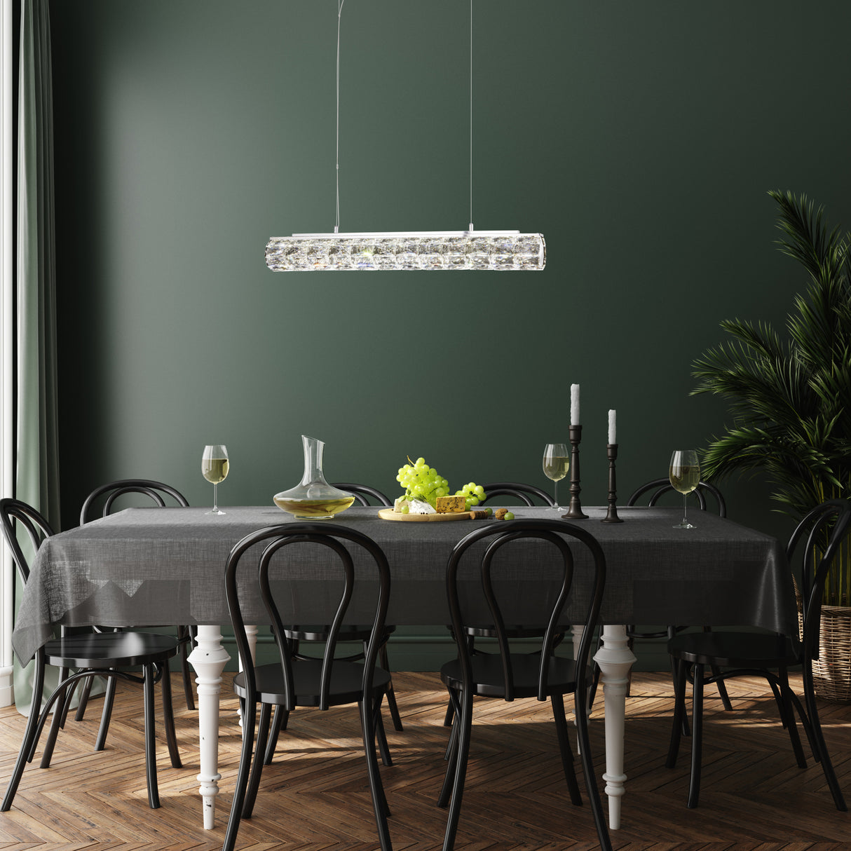 Searchlight Electric Remy LED Pendant - Chrome & Clear Crystal Trim 5861CC
