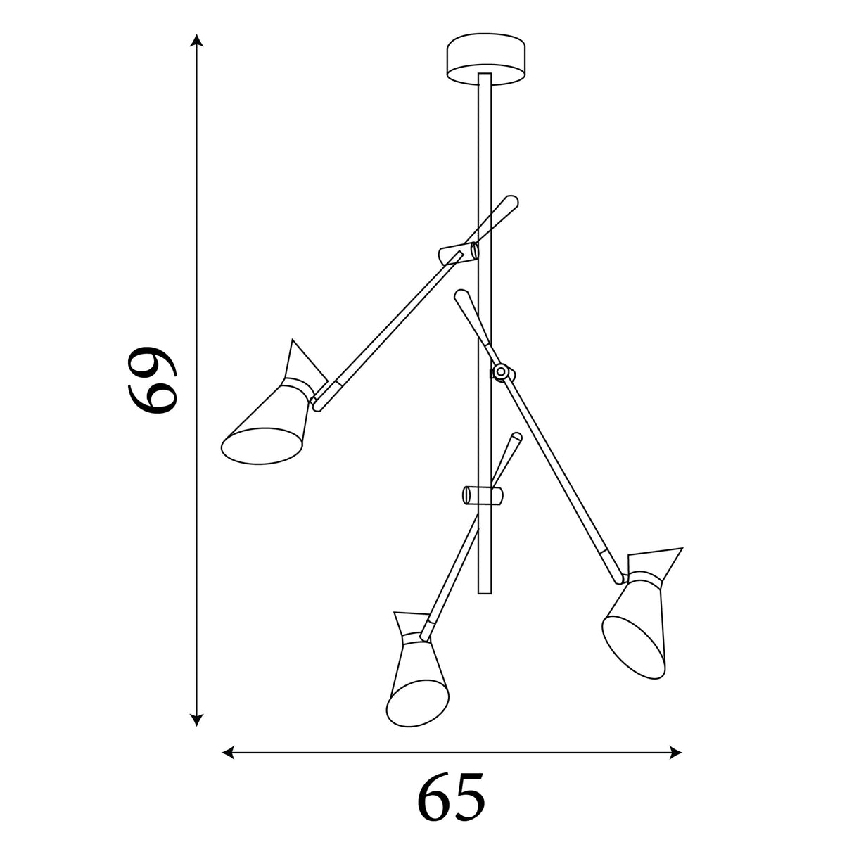 Searchlight Electric Diablo Spotlight 3Lt LED Ceiling Light - Matt Black Metal 5943-3BG