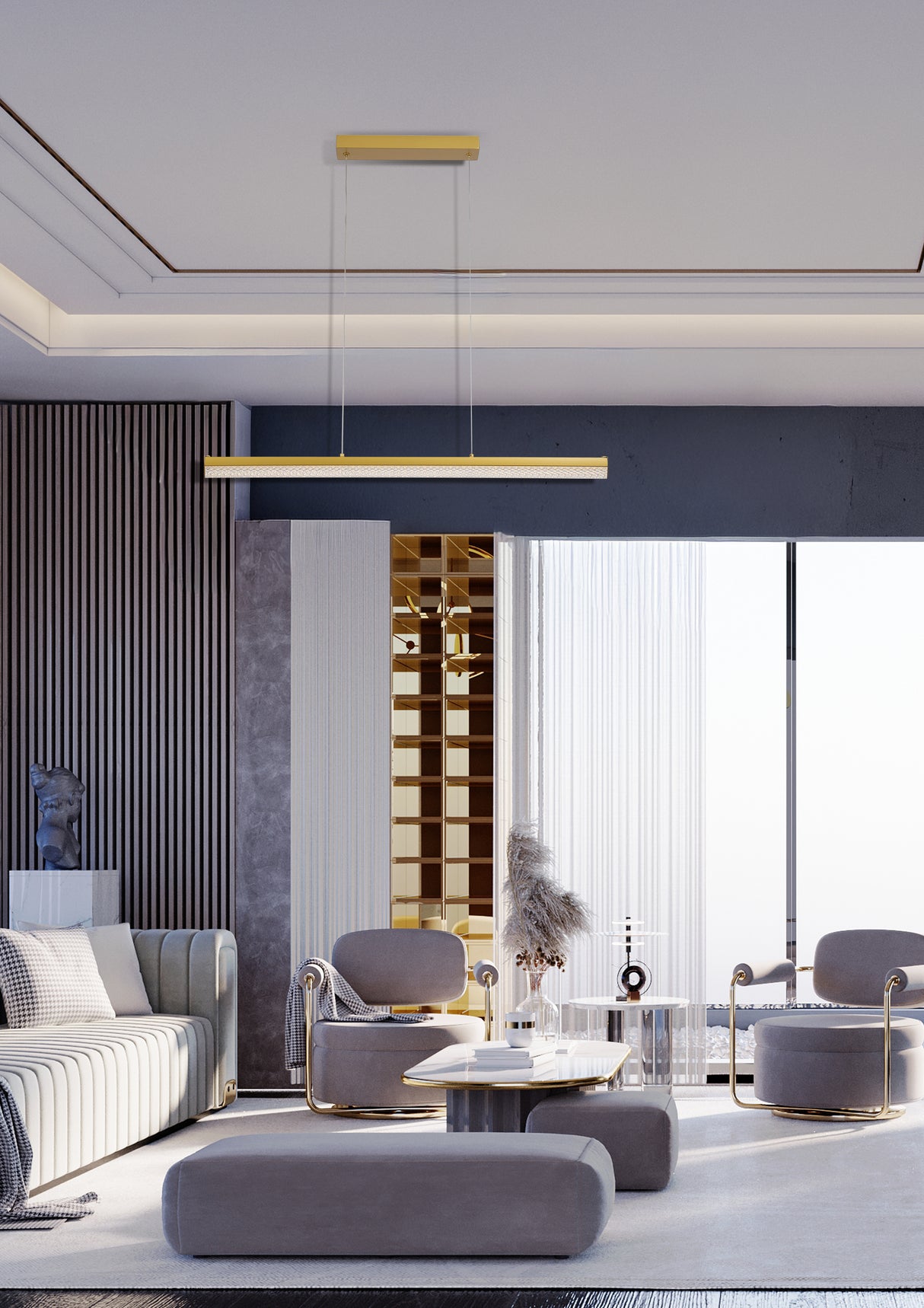 Searchlight Electric Madeleine LED Pendant Light, Gold metal 59736GO
