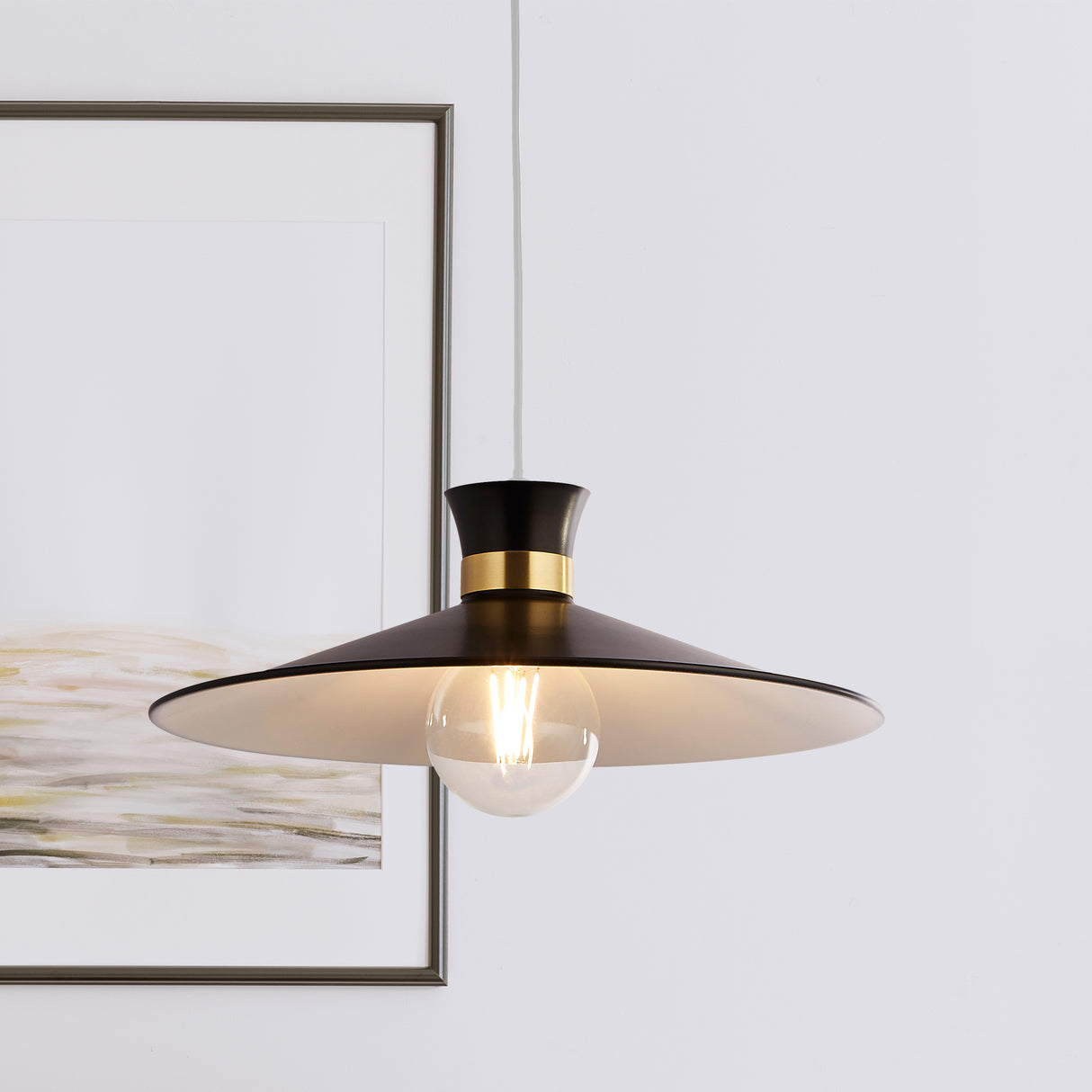 Searchlight Electric Balham Pendant - Black & Gold Metal 601891BK