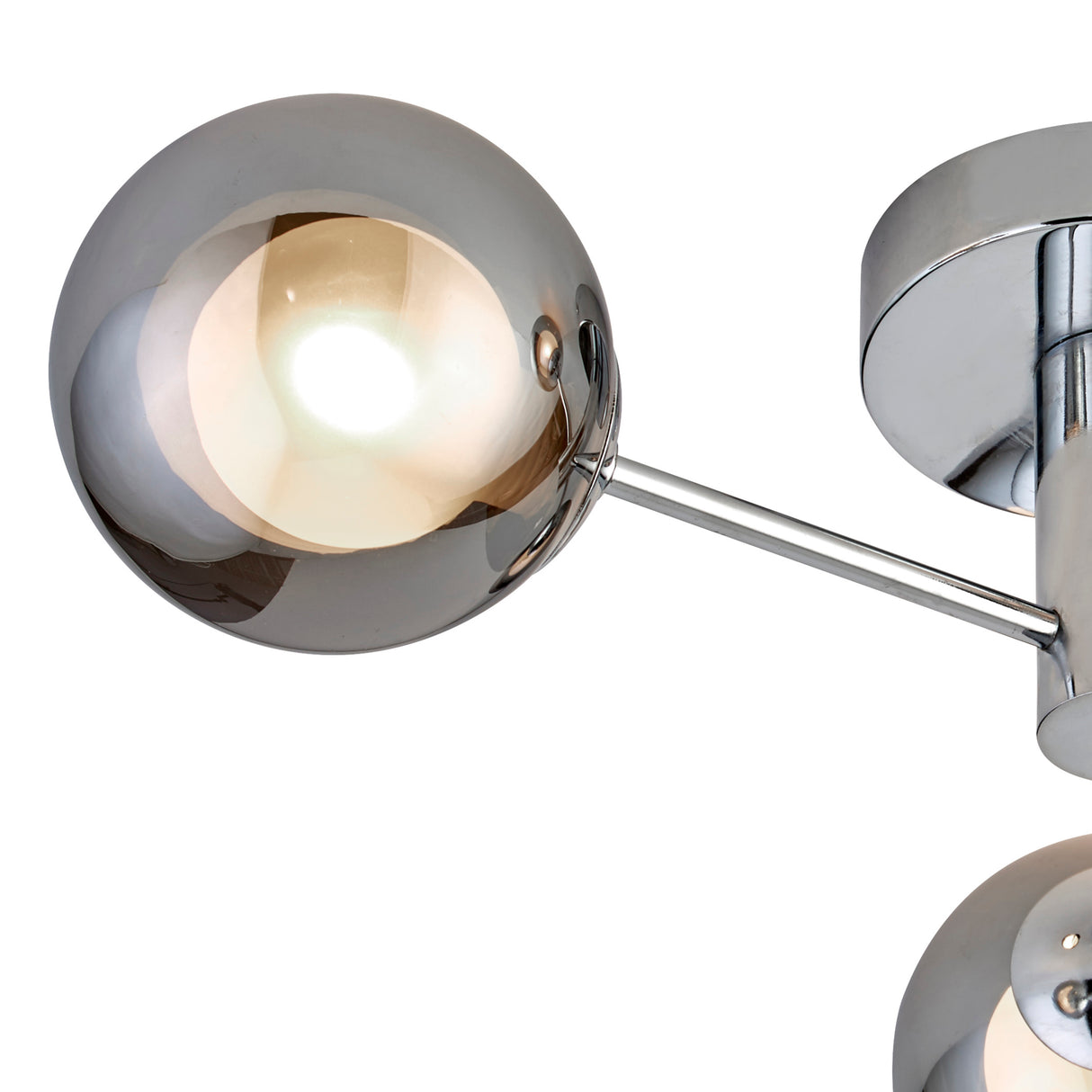 Searchlight Electric Oscar 3Lt Flush - Chrome Metal & Smoked Glass 60812-3SM