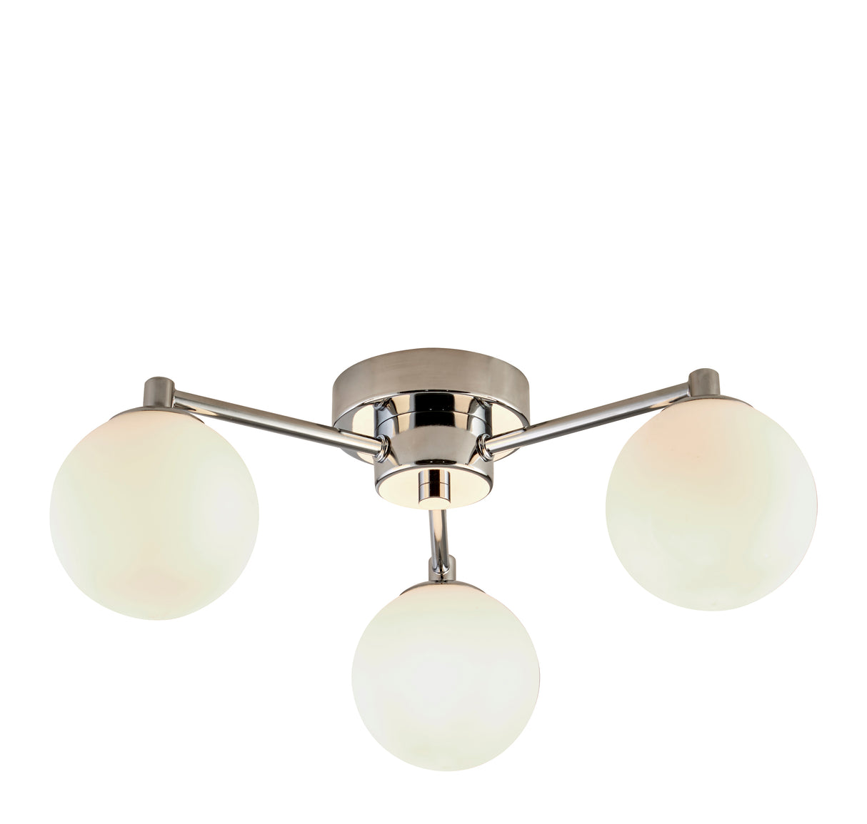 Tiberius 3Lt Flush - Chrome Metal & White Frosted Glass
