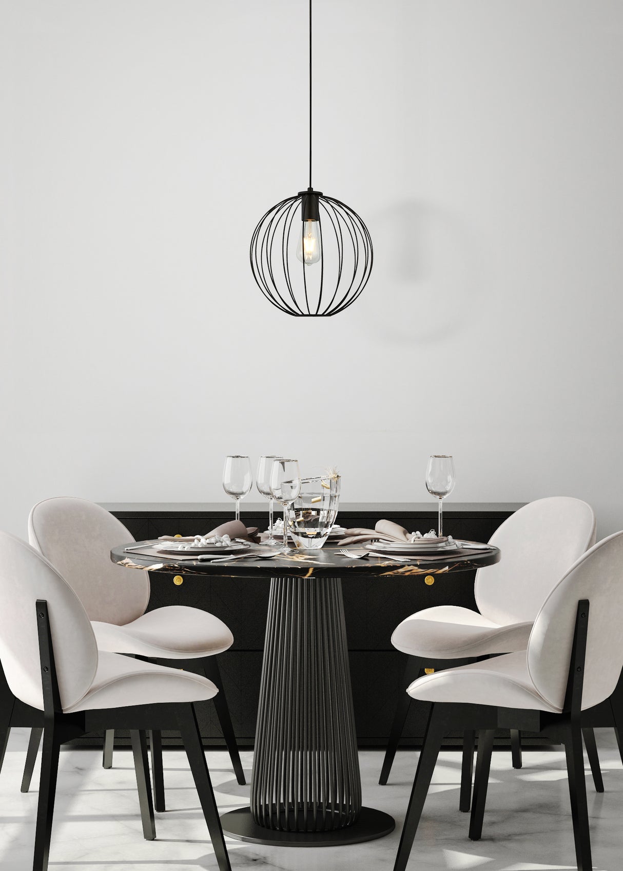 Searchlight Electric Rondo Pendant - Black Metal 60830-1BK