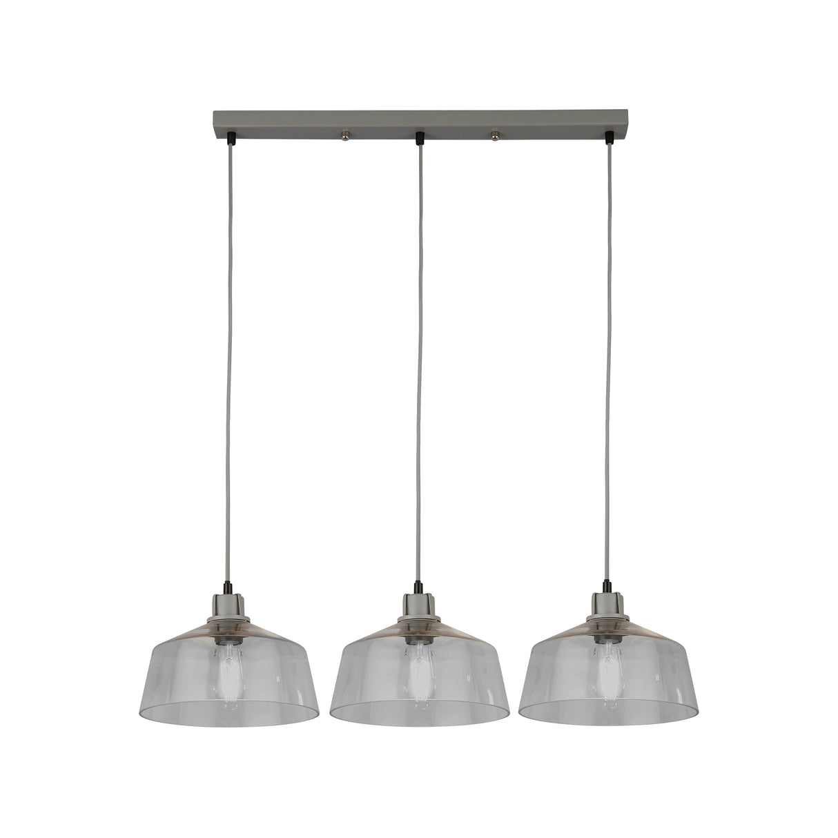 Searchlight Electric x Odeon 3Lt Bar Pendant - Grey Metal & Glass 60999-3CL