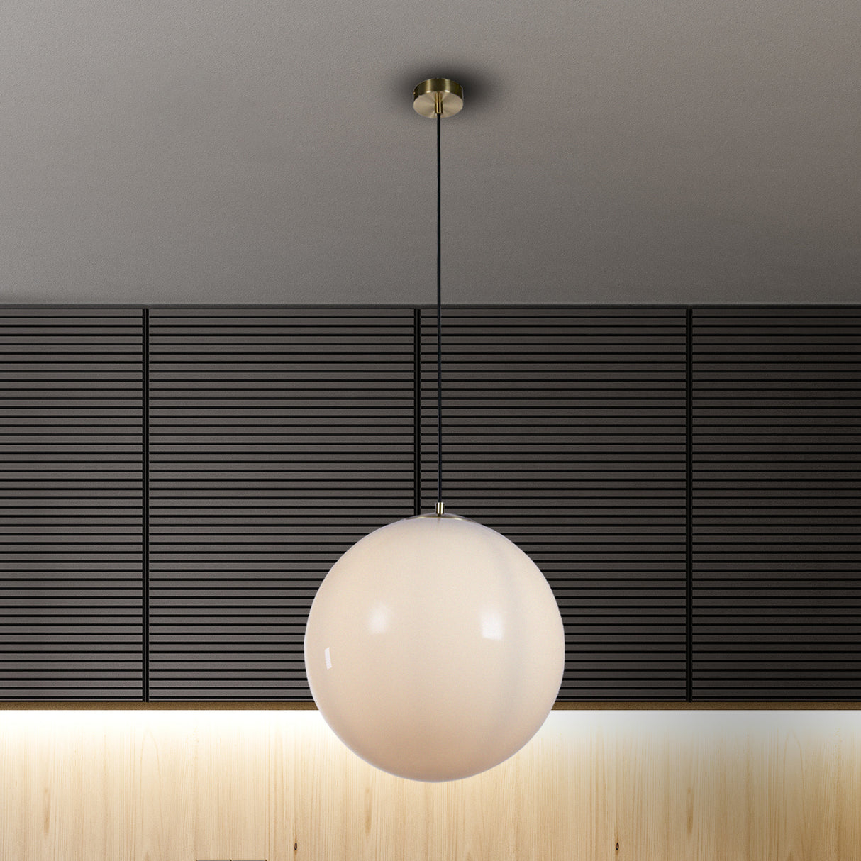 Searchlight Electric Atom II Pendant - Satin Brass & Opal Glass 6099SB