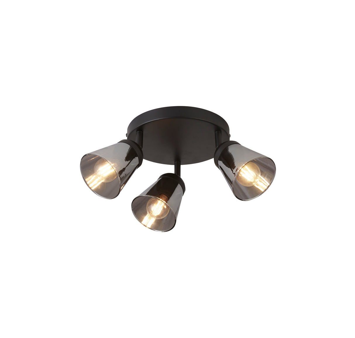 Mega 3Lt Round Spotlight - Black Metal & Smoked Glass