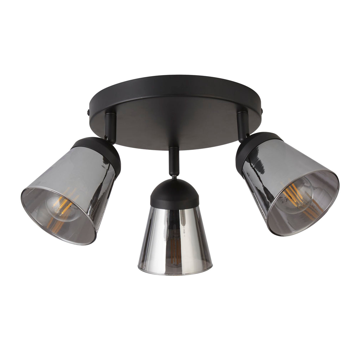 Searchlight Electric Mega 3Lt Round Spotlight - Black Metal & Smoked Glass 61170-3SM