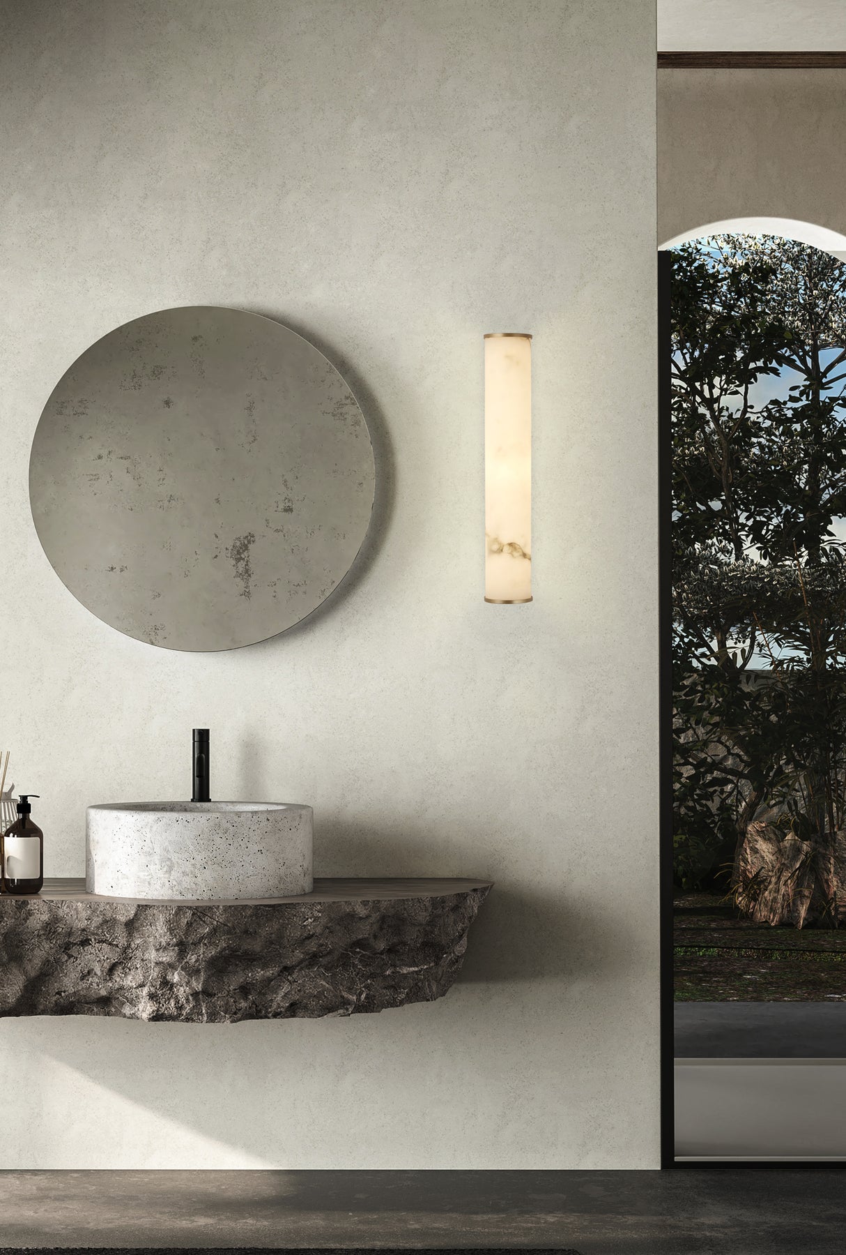 Searchlight Electric Wales LED Wall Light, Matt Gold Metal with Marble Resin 61185-1GO