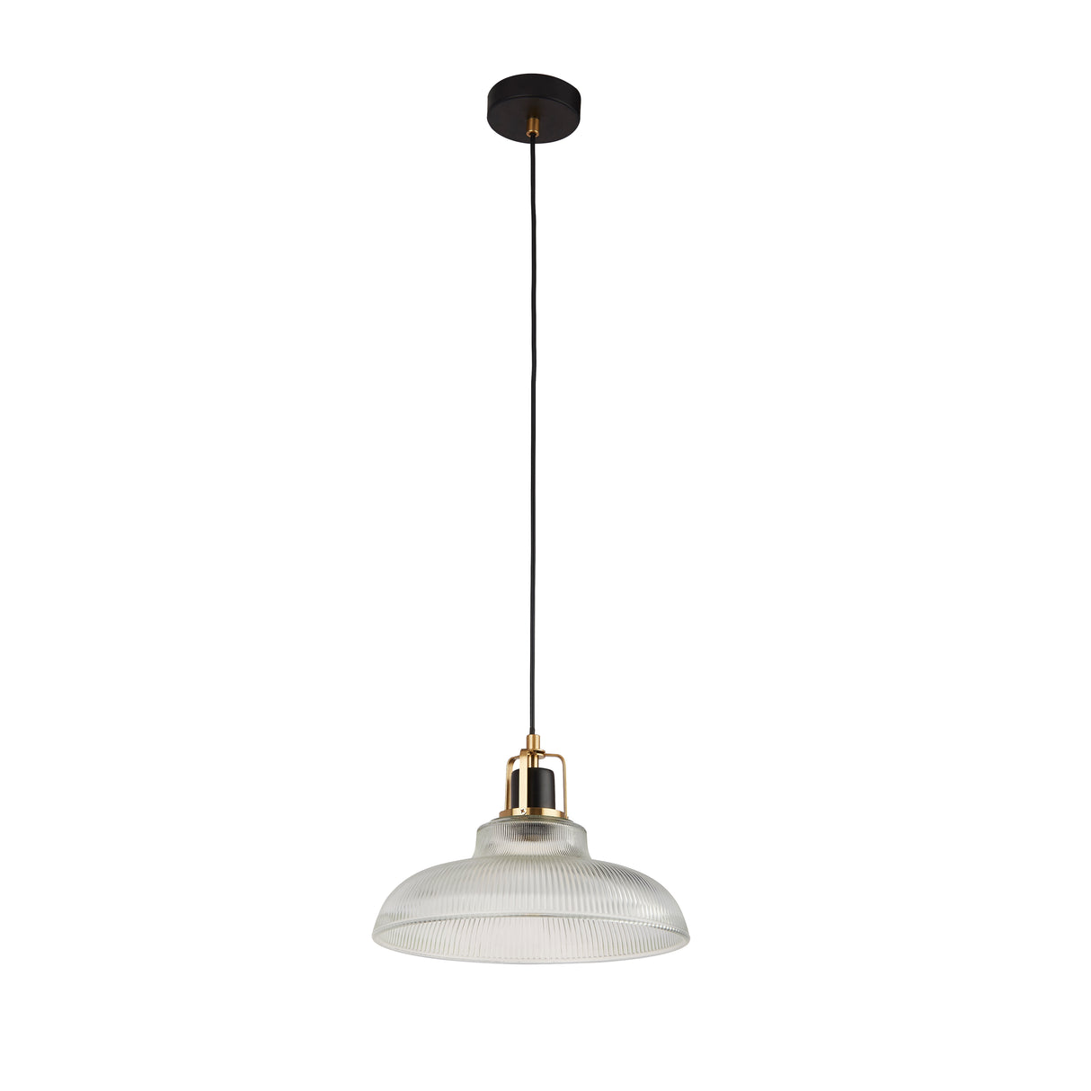 Searchlight Electric Glossop Pendant - Glass, Black & Brass Metal 61189BK