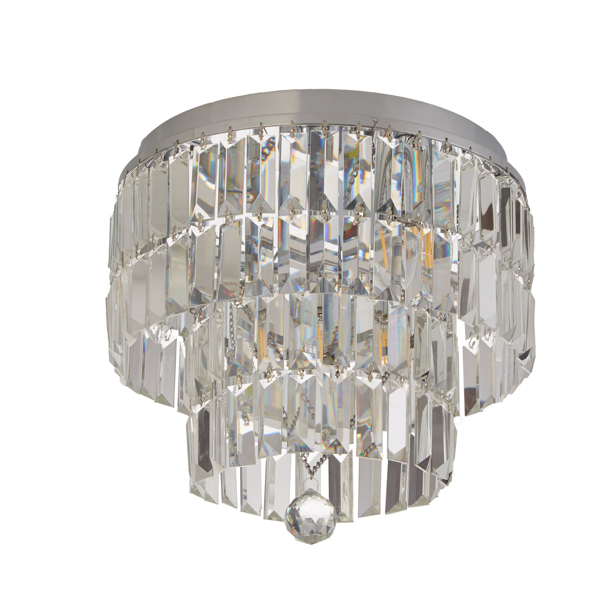 Searchlight Electric Empire 4Lt Flush - Chrome Metal & Clear Crystal 61321-4CC