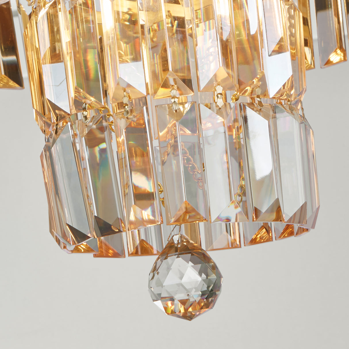 Searchlight Electric Empire 4Lt Flush - Satin Brass Metal & Champagne Crystal 61321-4SB