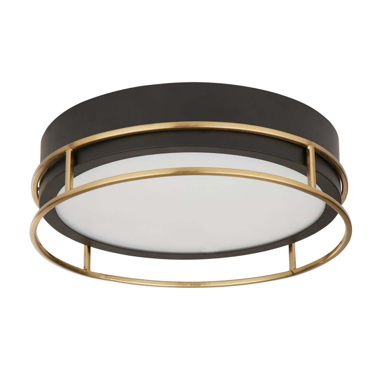 Searchlight Electric Phoenix 2Lt Flush - Black, Brass Metal & Frosted Glass 62012-2PB