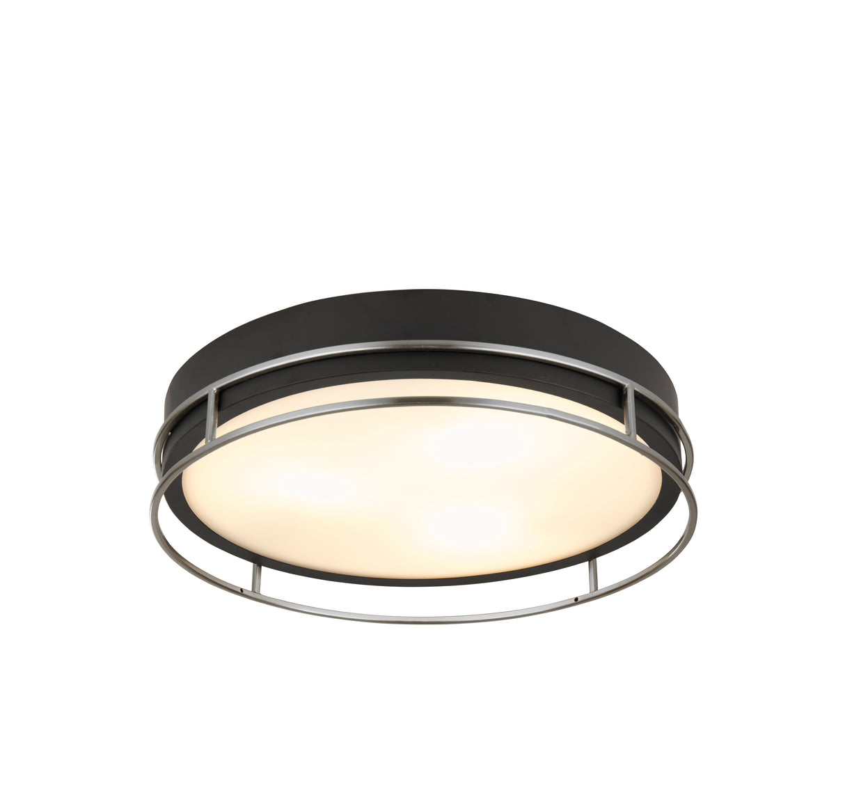 Phoenix 3Lt Flush -Black, Chrome Metal & Frosted Glass Diffu