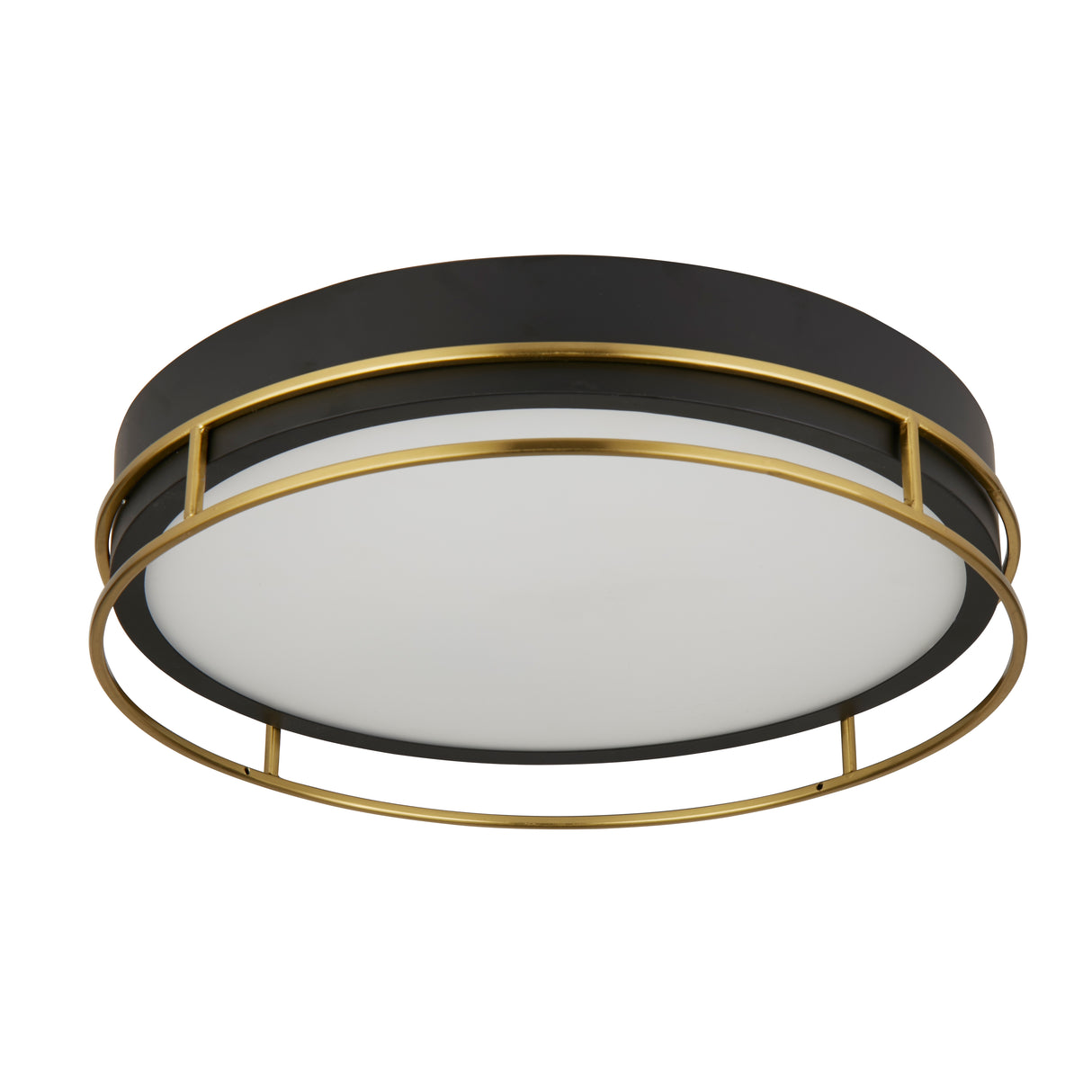 Searchlight Electric Phoenix 3Lt Flush - Black, Brass Metal & Frosted Glass 62013-3PB