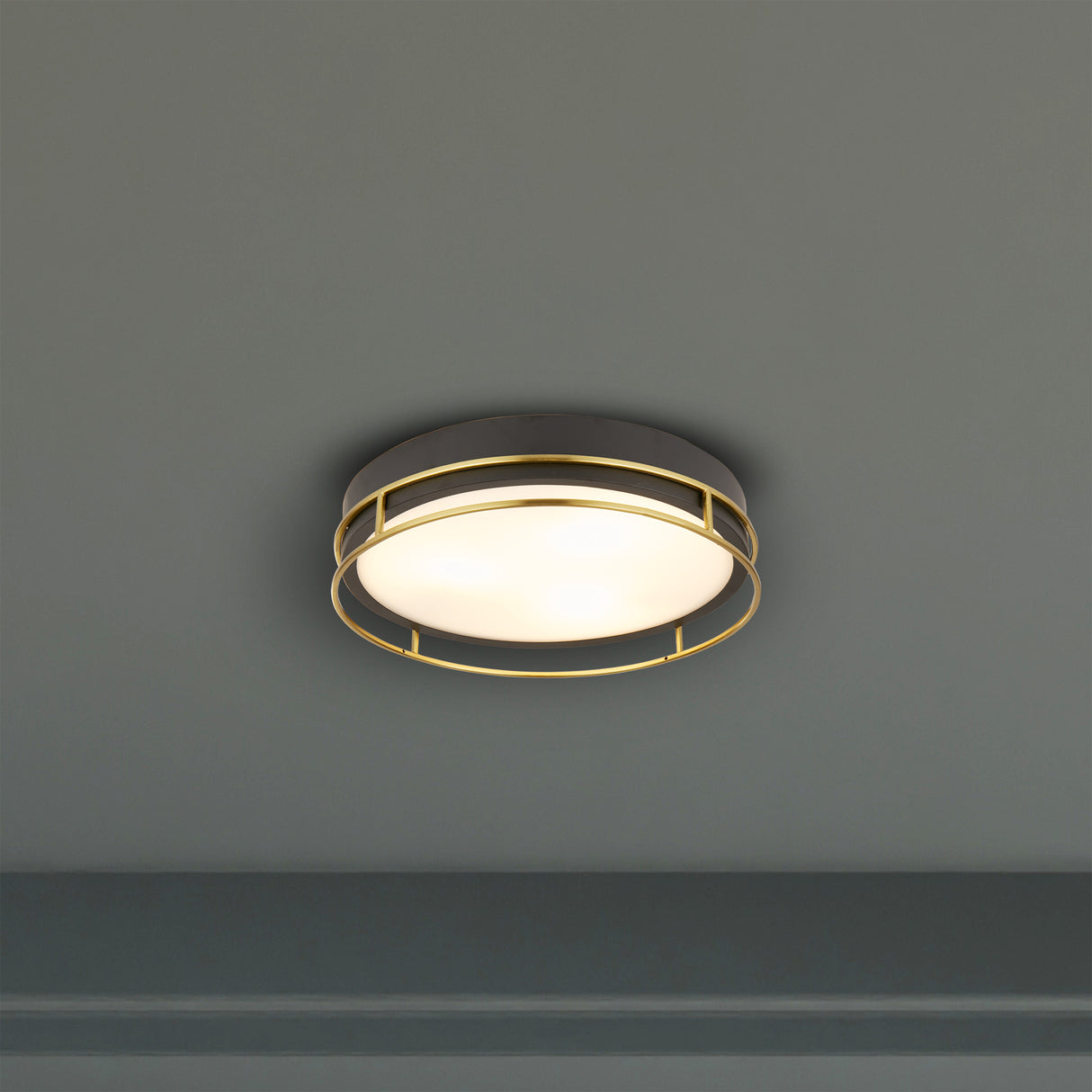 Searchlight Electric Phoenix 3Lt Flush - Black, Brass Metal & Frosted Glass 62013-3PB