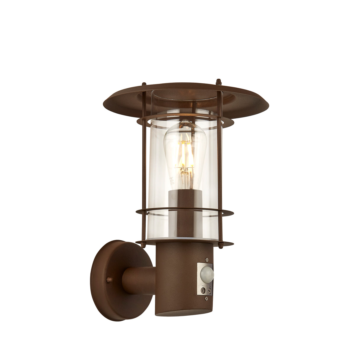 Edgeware Outdoor Wall Light + Sensor - Rust Brown, IP44