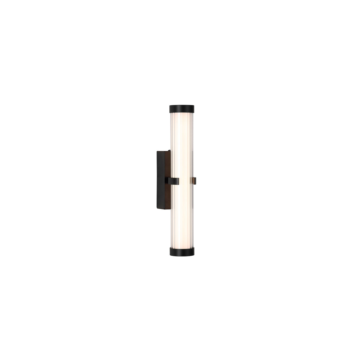 Clamp Wall Light - Black Metal, Ribbed Clear & Opal Diffuser