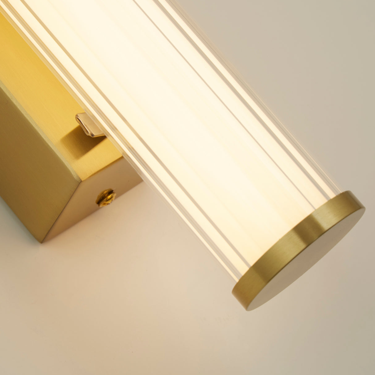 Searchlight Electric Clamp Wall Light - Gold Metal, Ribbed Clear & Opal Diffuser 63124-1GO
