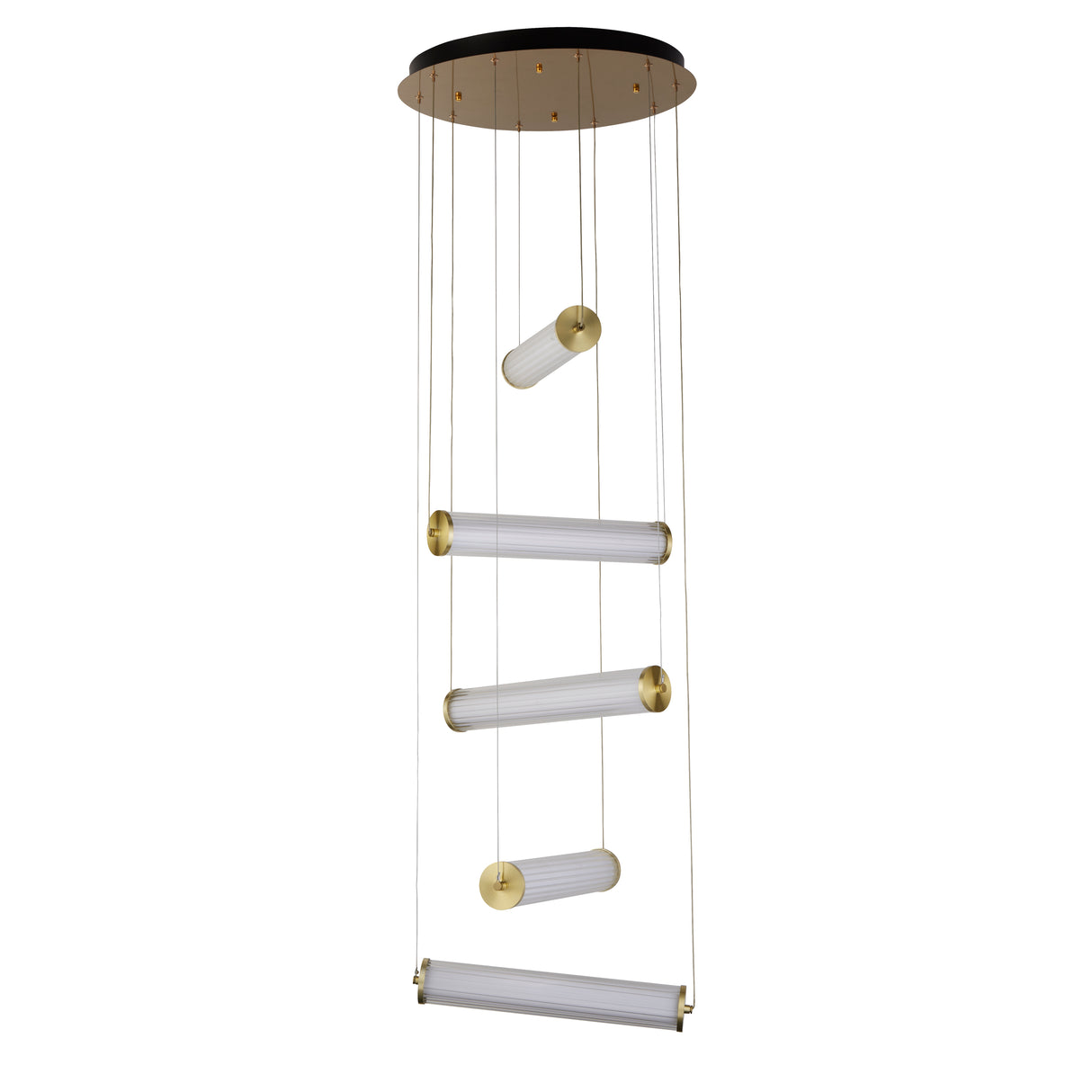 Searchlight Electric Clamp 5Lt LED Multi-Drop Pendant Gold Metal Clear & Opal 63125-5GO