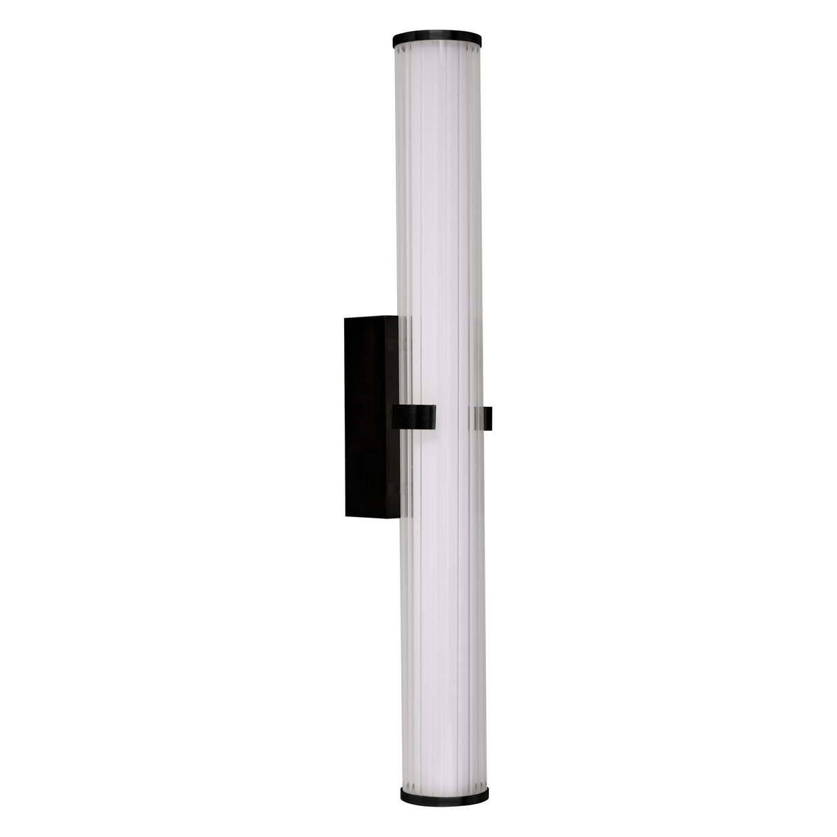 Searchlight Electric Clamp Wall Light - Black Metal, Ribbed Clear & Opal Diffuser 63126-1BK