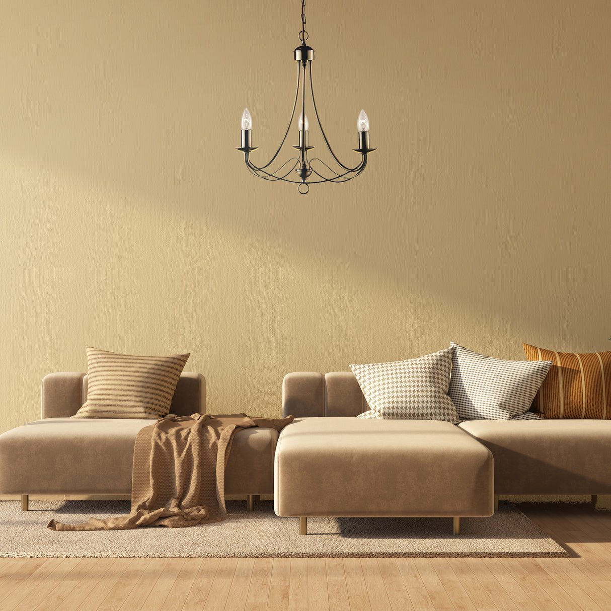 Searchlight Electric Maypole 3Lt Pendant - Antique Brass Metal 6343-3AB