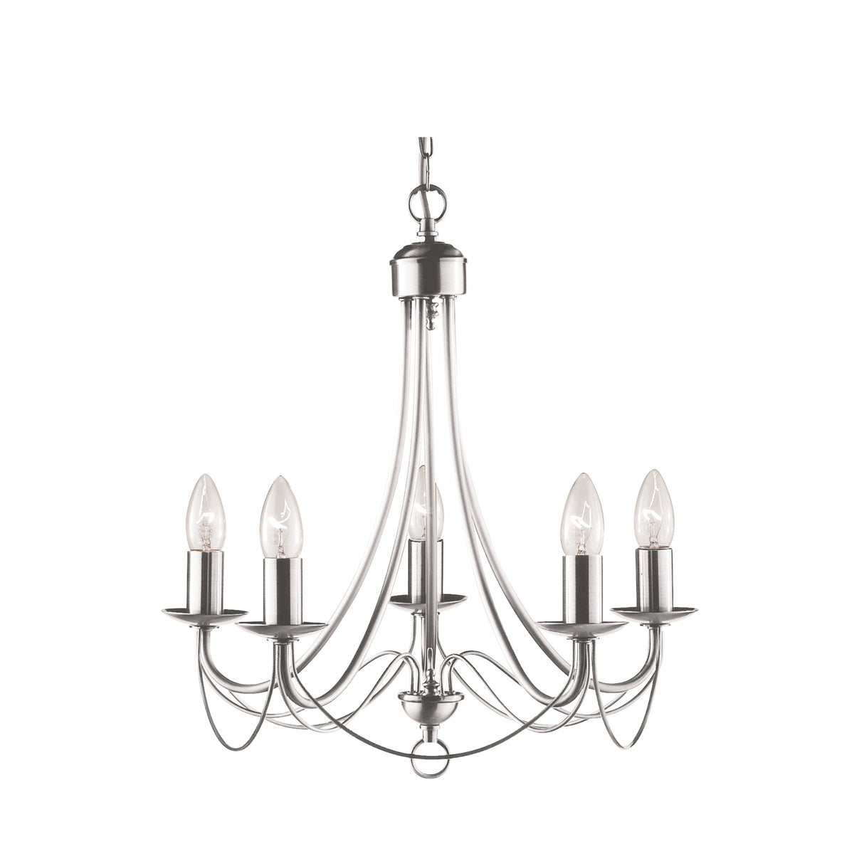 Maypole 5Lt Pendant - Satin Silver Metal
