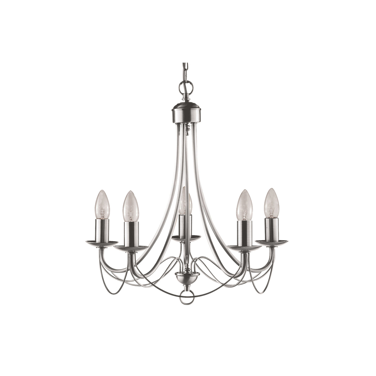 Searchlight Electric Maypole 5Lt Pendant - Satin Silver Metal 6345-5SS