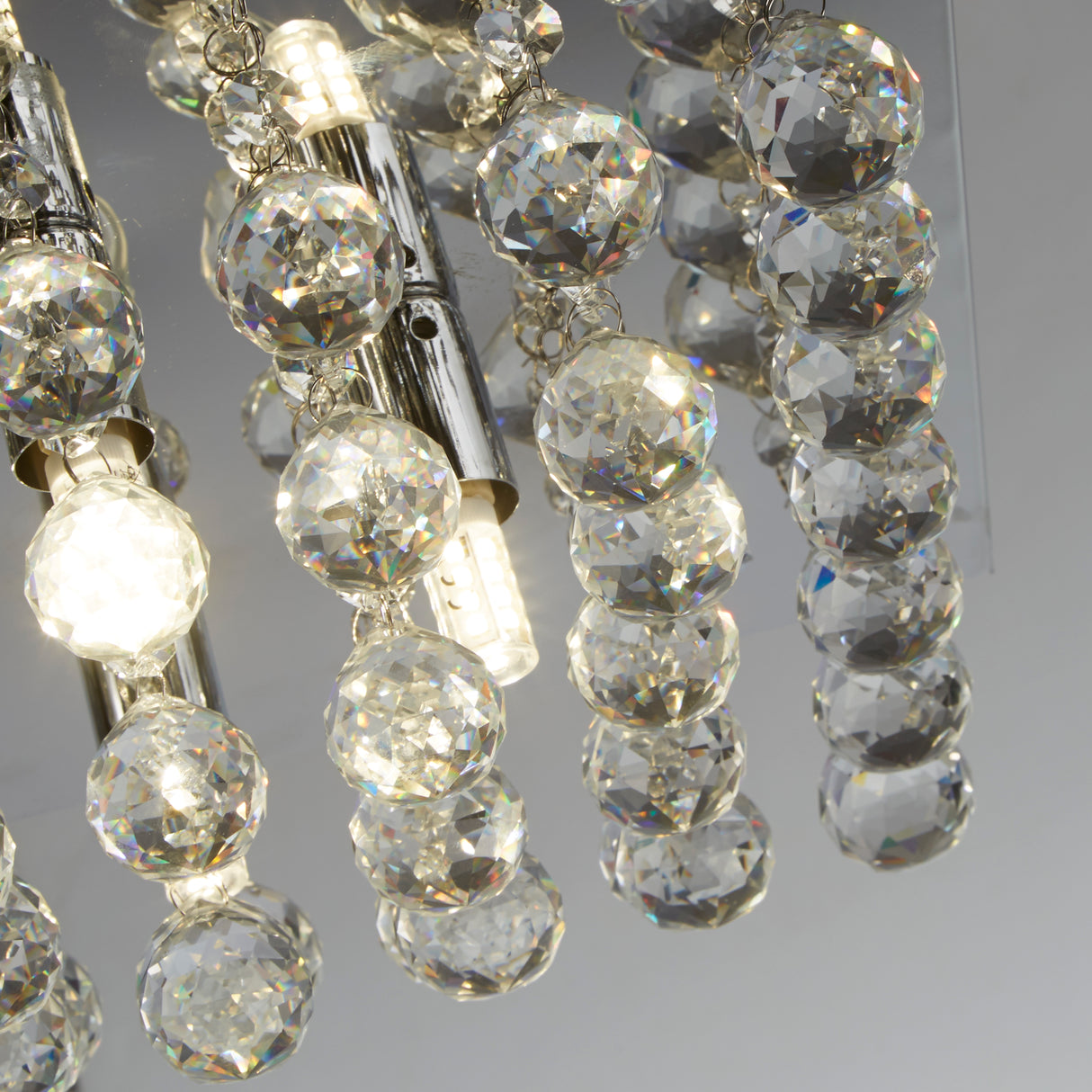 Searchlight Electric Hanna 4Lt Flush Ceiling Light - Chrome & Clear Crystal 6404-4CC
