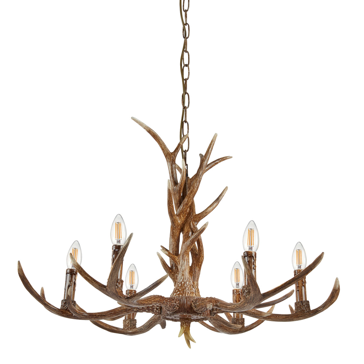 Searchlight Electric Stag 6Lt Pendant - Brown Resin 6416-6BR