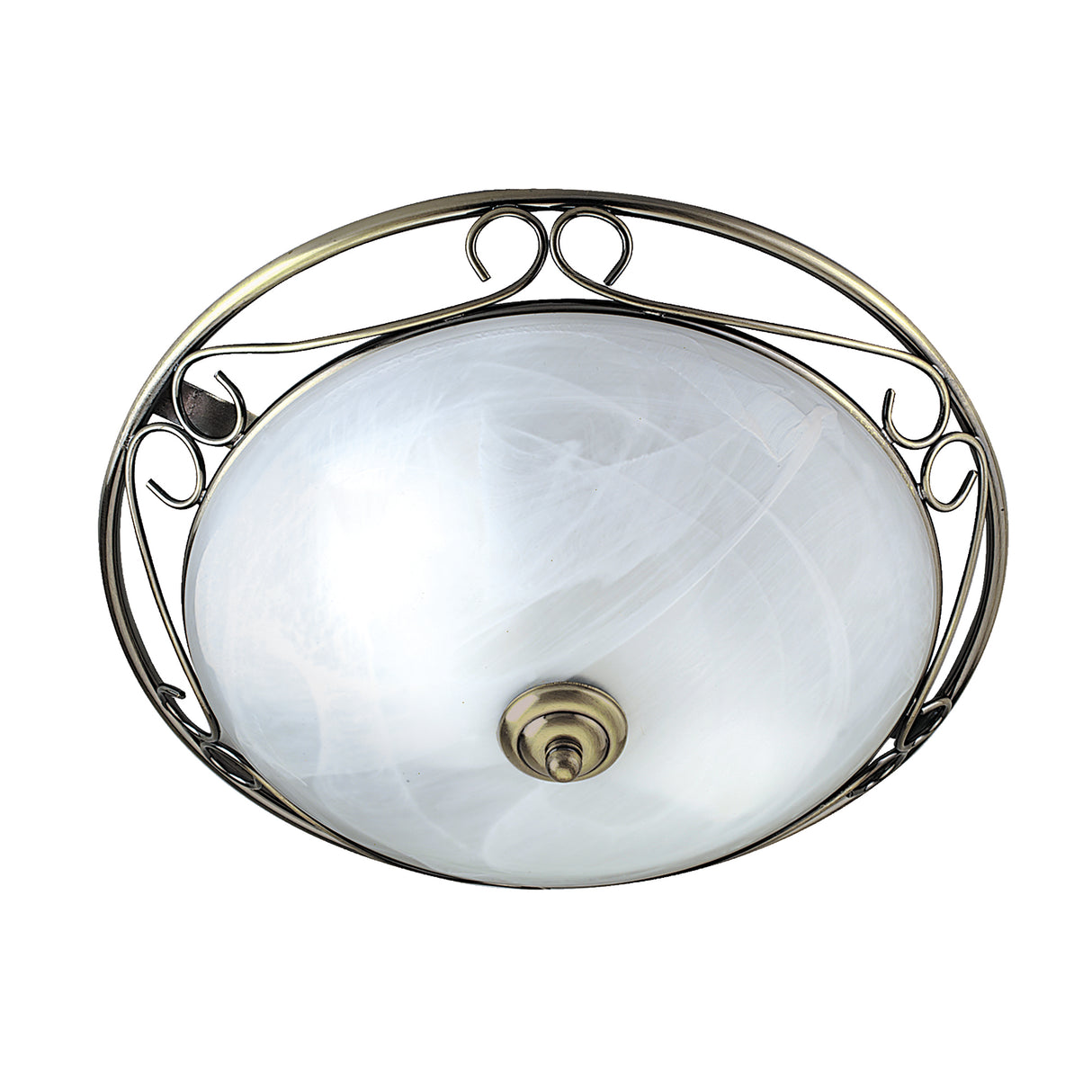 Searchlight Electric Weybridge Ceiling Flush - Antique Brass & Alabaster Glass 6436