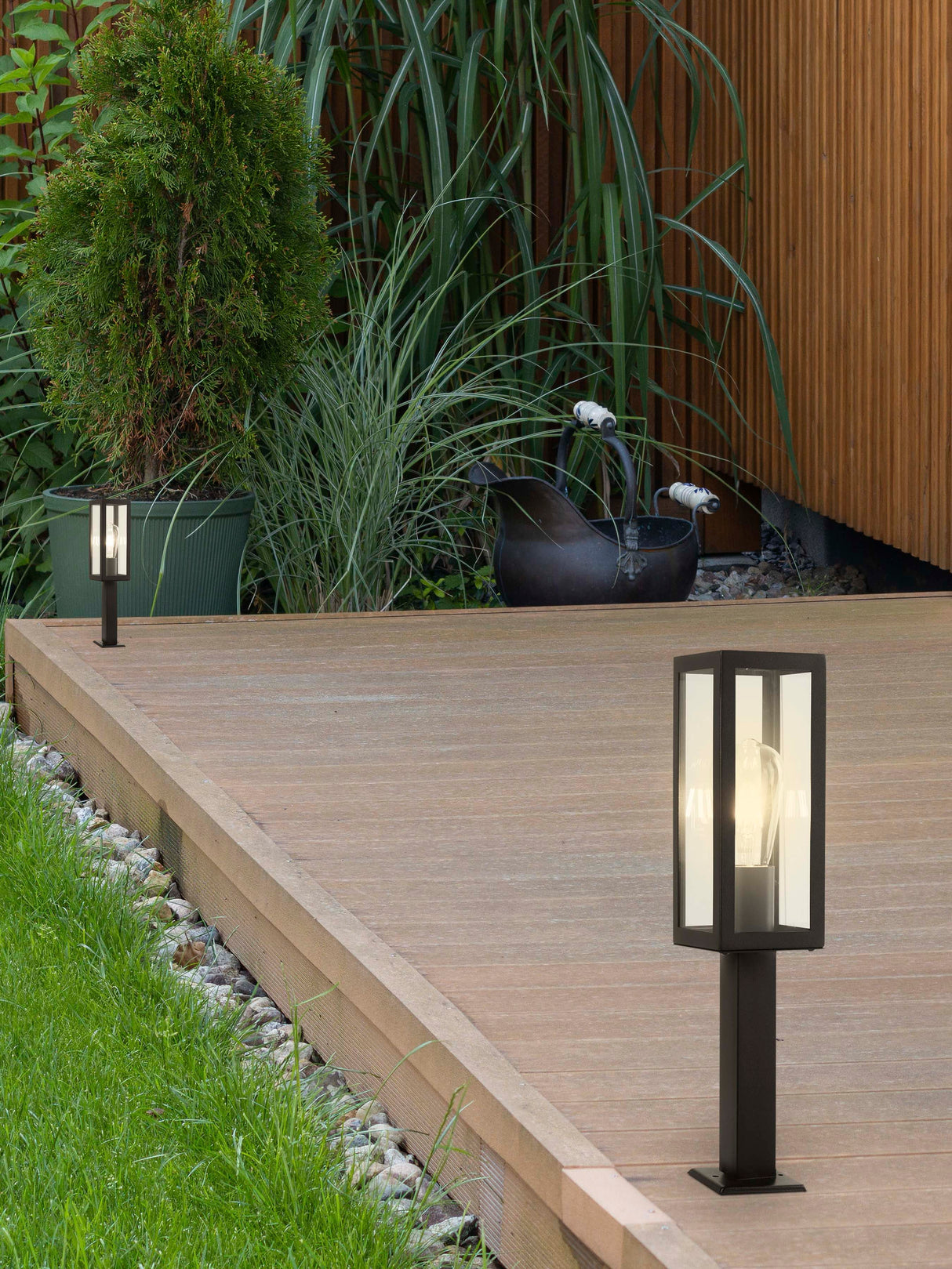 Searchlight Electric Box Outdoor Post - Black Metal & Clear Glass 6441-450BK