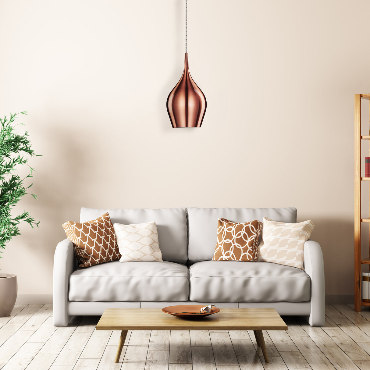 Searchlight Electric Vibrant Pendant - Metallic Pink Metal 6461-12CU