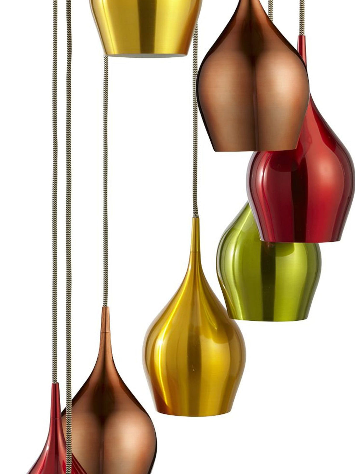 Searchlight Electric Vibrant 8Lt Multi-Drop Pendant-Metallic Multi-Coloured Metal 6468-8