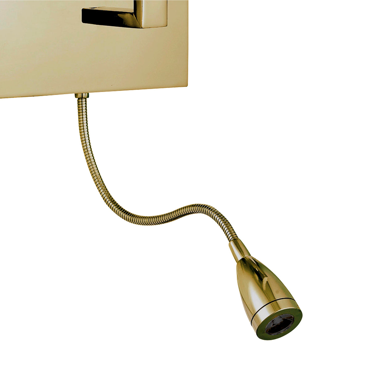 Searchlight Electric Hotel Wall Light- Satin Brass Metal & White Fabric Shade 6519SB