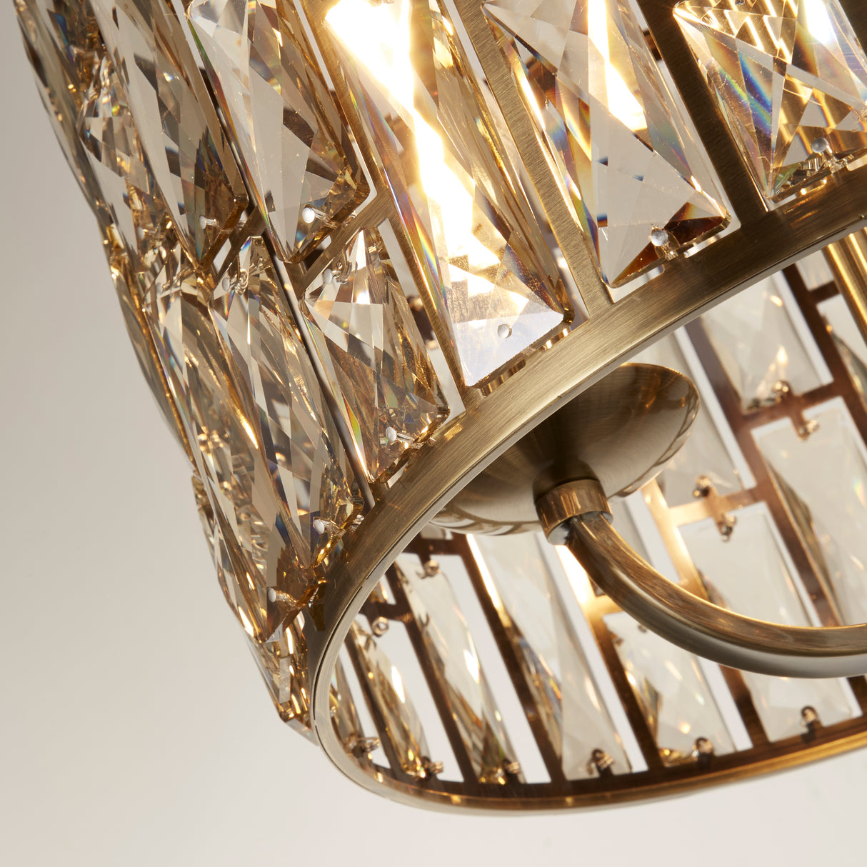 Searchlight Electric Bijou 3Lt Pendant - Antique Brass Metal & Champagne Glass 6583-3AB