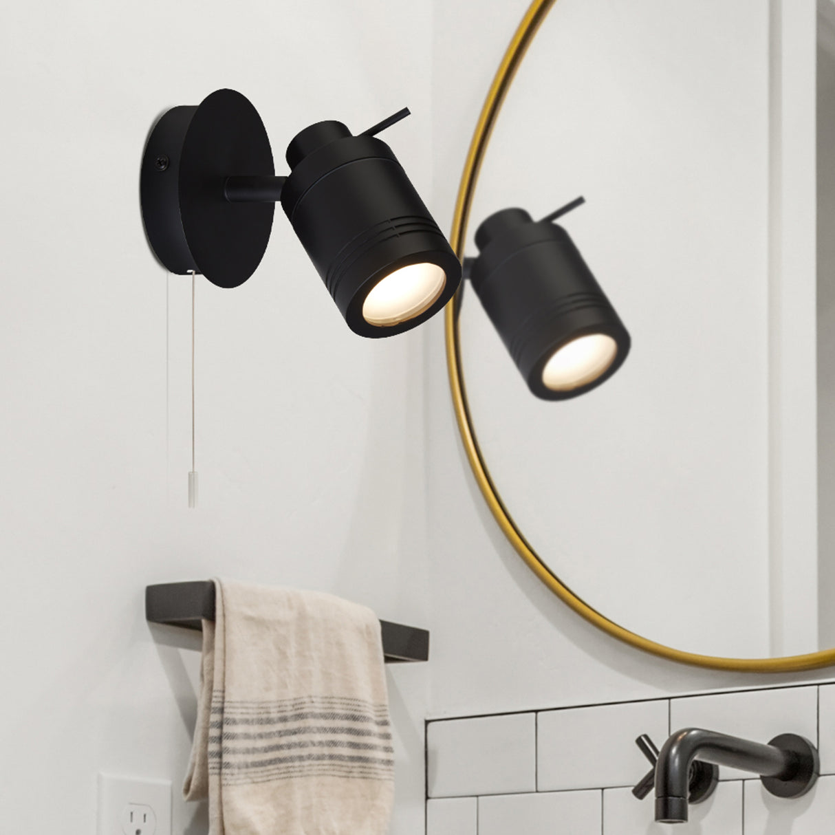 Searchlight Electric Samson Spotlight - Black Metal 6601BK