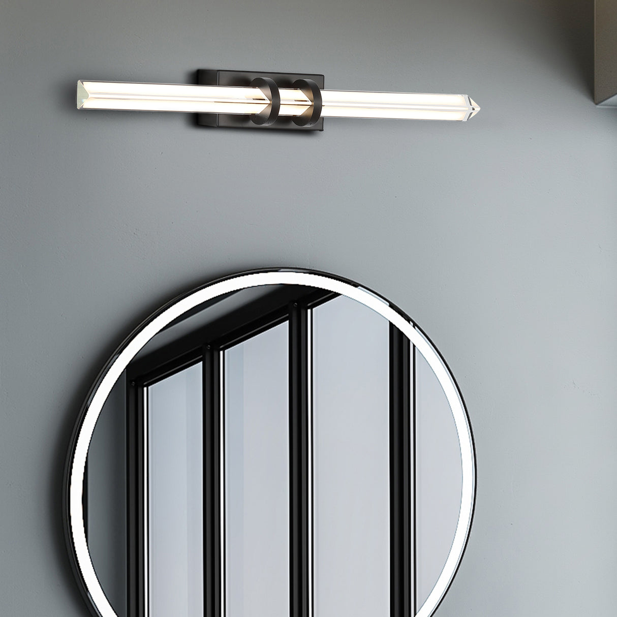 Searchlight Electric Parma LED Wall Light, Matt Black Metal & Clear Glass 66412BK