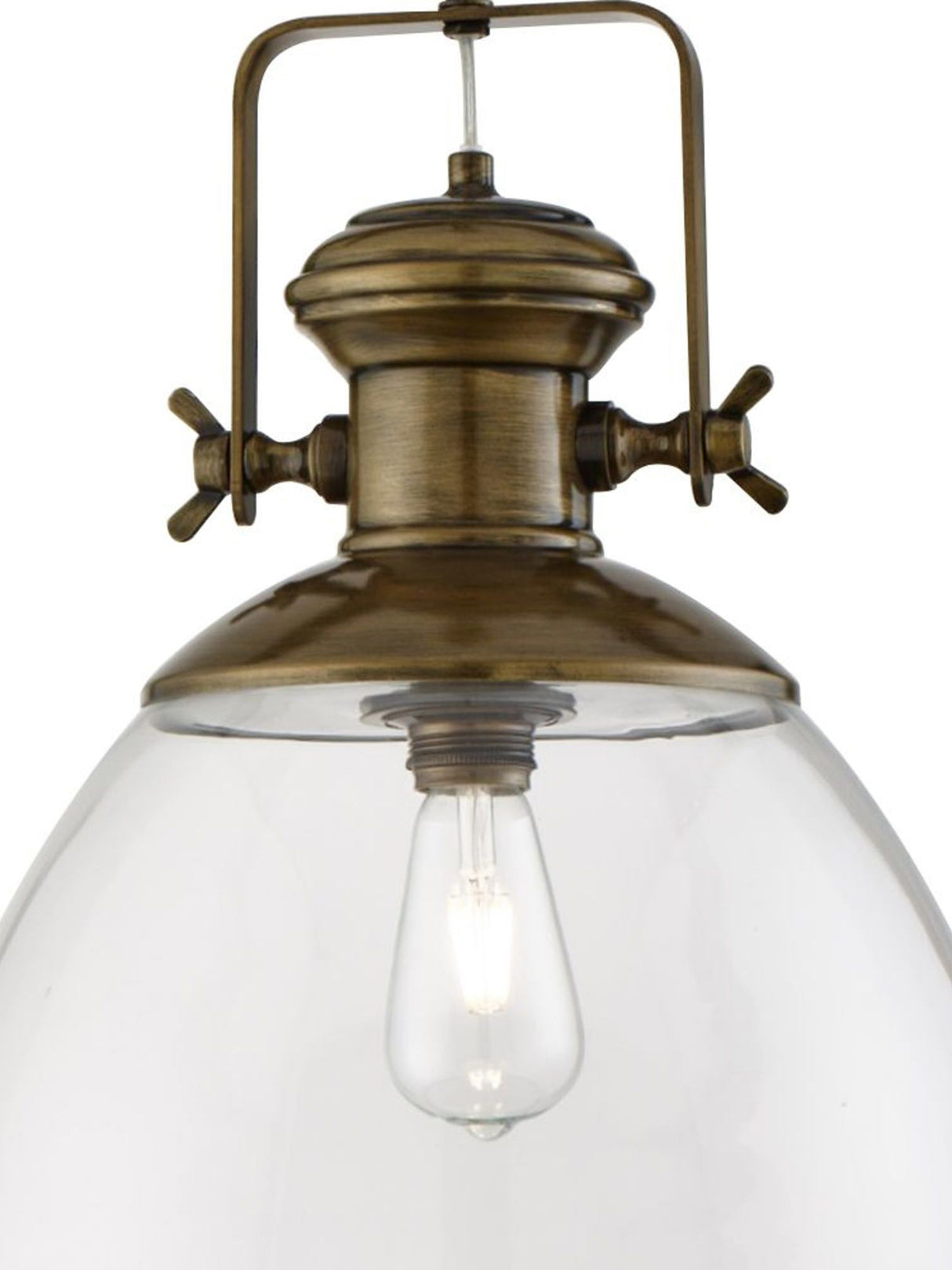 Searchlight Electric Industrial Pendant - Antique Brass & Clear Glass 6659