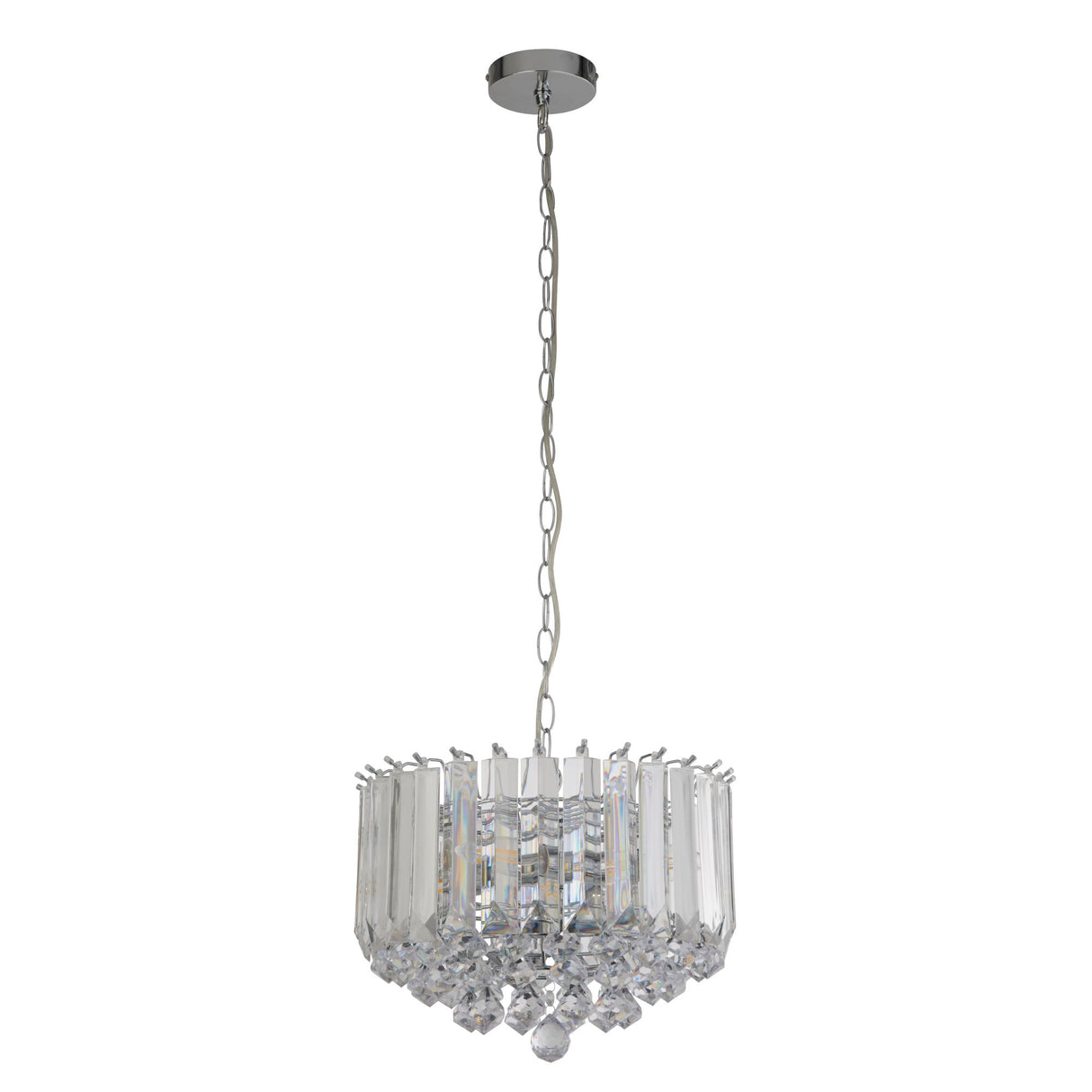 Searchlight Electric Sigma 4Lt Pendant - Chrome Metal & Acrylic 6715CC