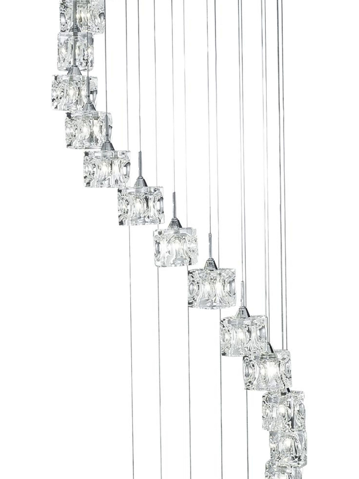 Searchlight Electric Ice Cube 20Lt Multi-Drop Pendant - Chrome Metal & Glass 6720-20-LED