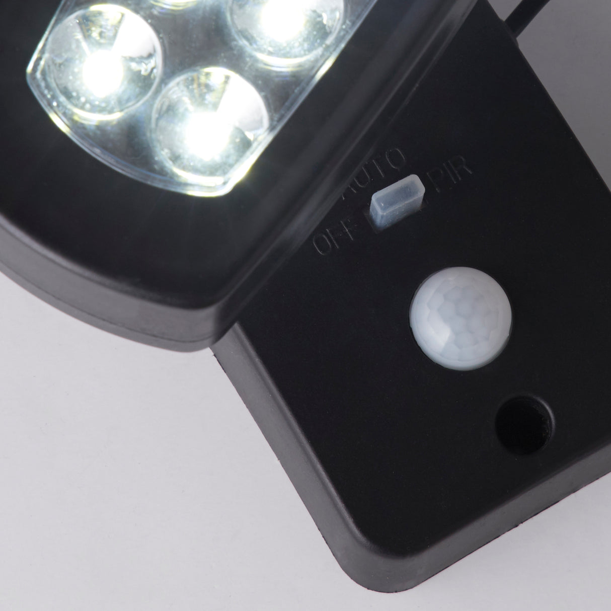 Searchlight Electric Solar Outdoor Wall Light - ABS & Clear Polycarbonate 67423BK-PIR