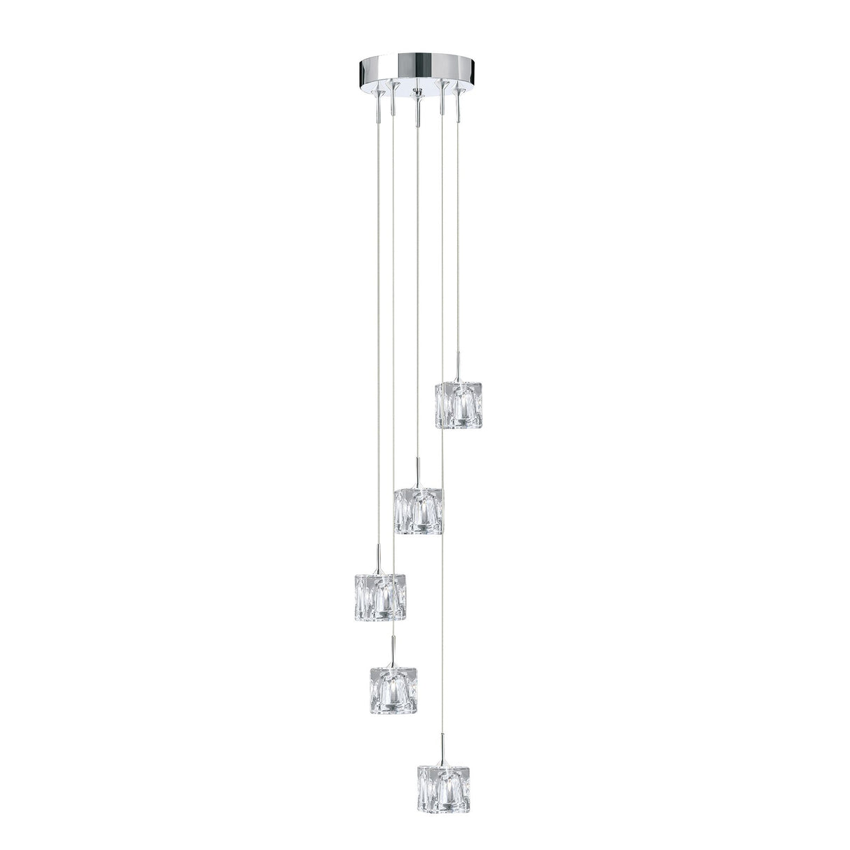 Ice Cube 5Lt Multi-Drop Pendant - Chrome Metal & Glass