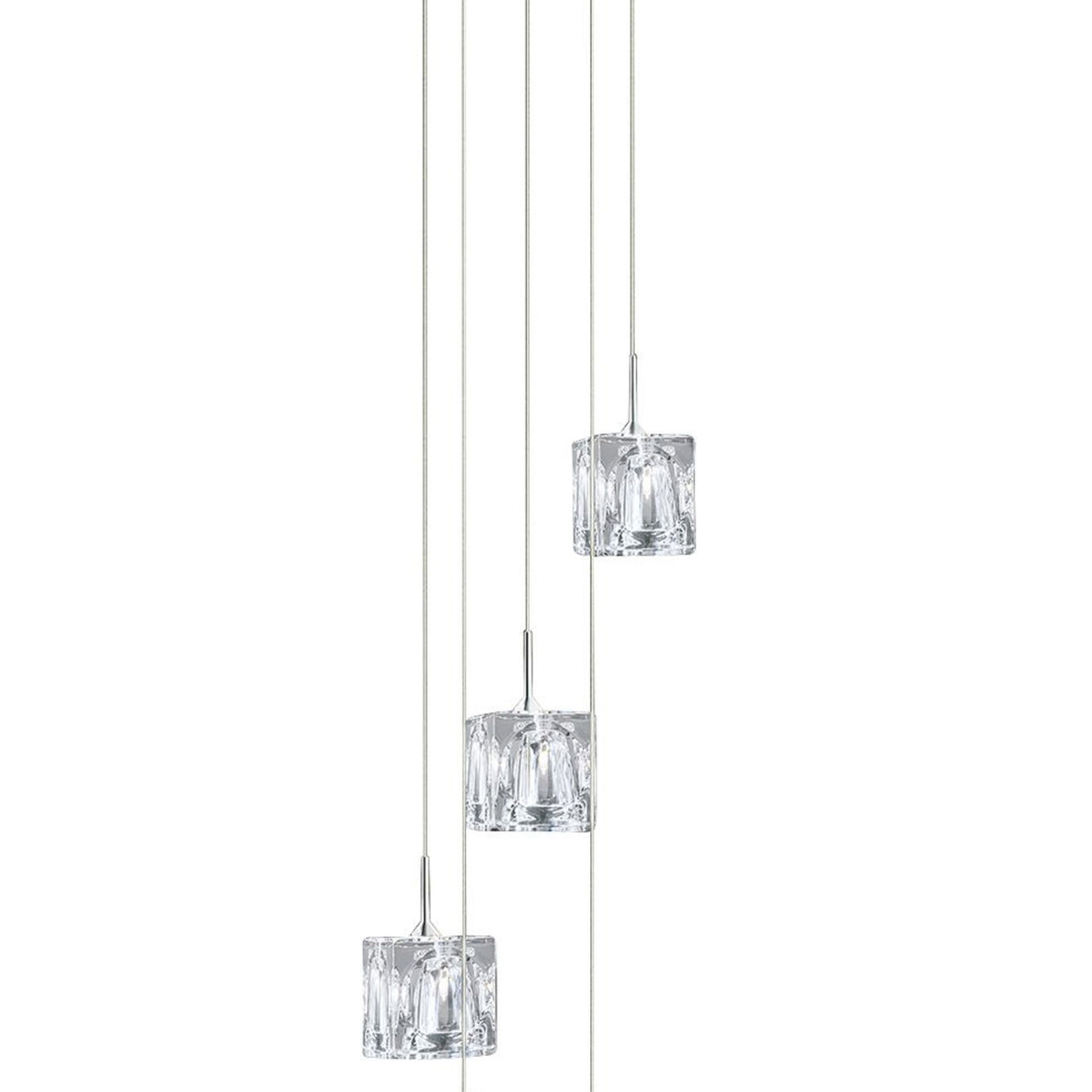 Searchlight Electric Ice Cube 5Lt Multi-Drop Pendant - Chrome Metal & Glass 6775-5-LED