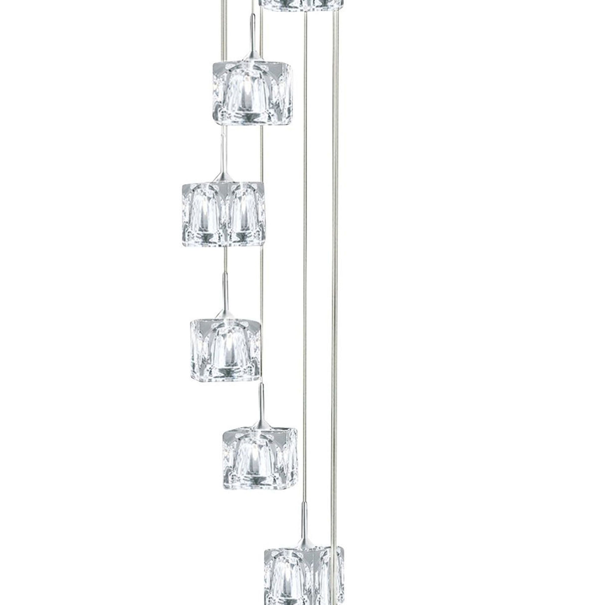 Searchlight Electric Ice Cube 8Lt Multi-Drop Pendant - Chrome Metal & Glass 6778-8-LED
