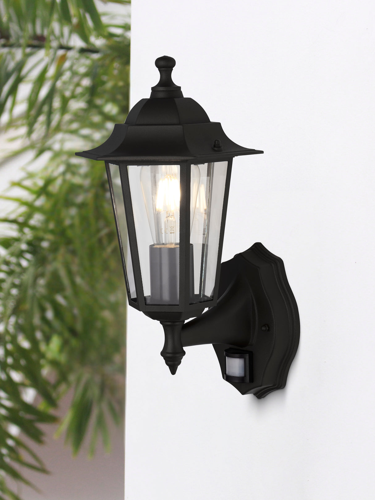 Searchlight Electric Alex Outdoor Wall Light - Black Metal & Glass 68001BK
