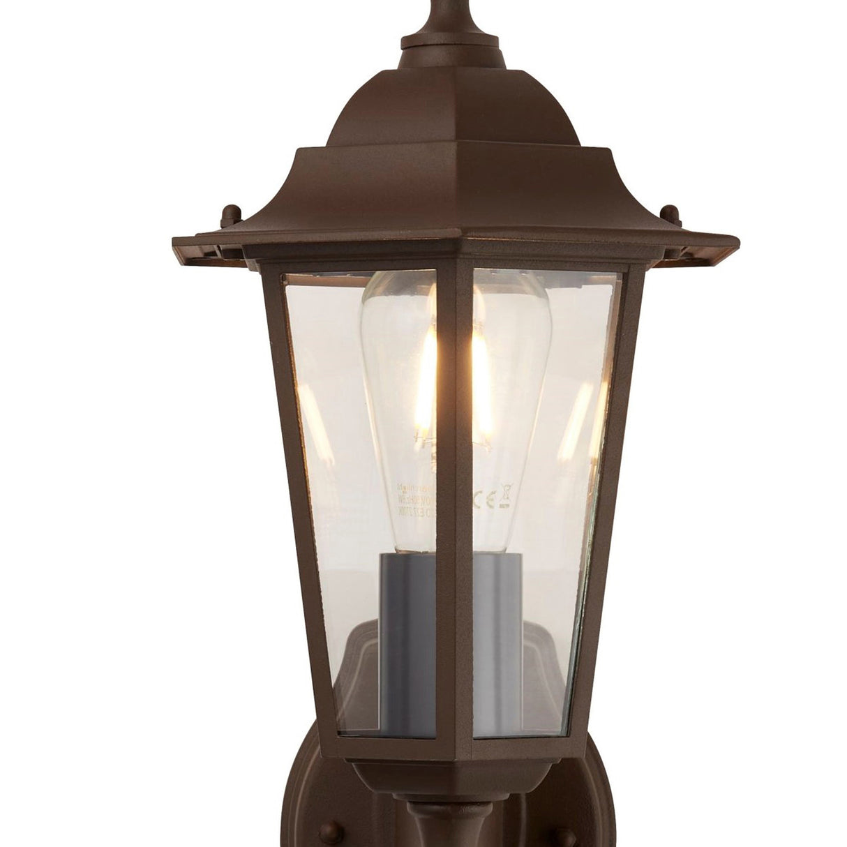 Searchlight Electric Alex Outdoor Wall Light - Rust Brown Metal & Glass 68001RUS
