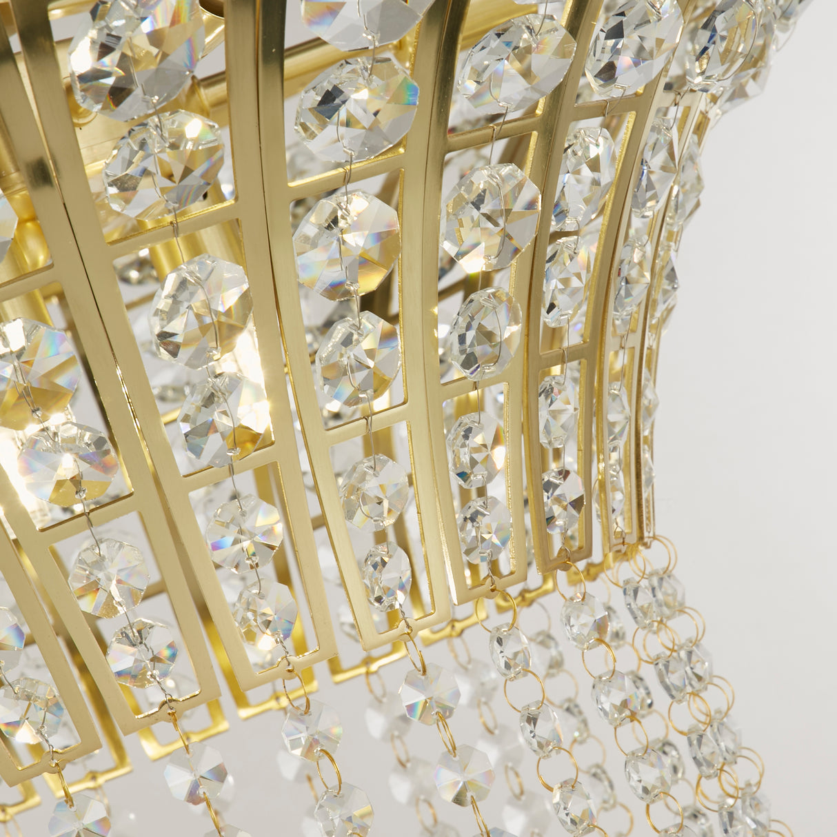 Searchlight Electric Gemma 8Lt Round Pendant - Satin Brass & Clear Crystal 68511-8SB