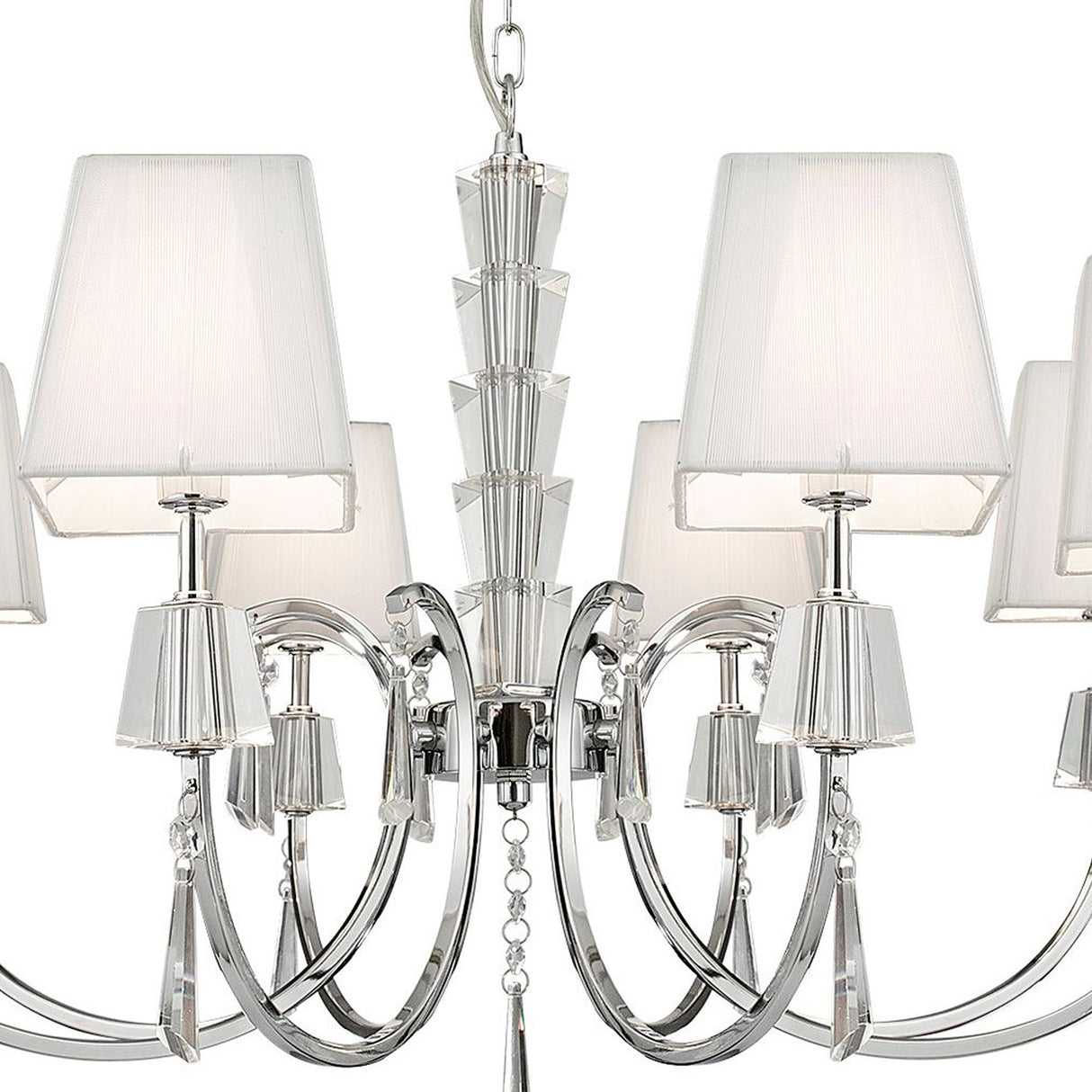 Searchlight Electric Portico 8Lt Pendant - Chrome Metal, Acrylic & String Shades 6888-8CC