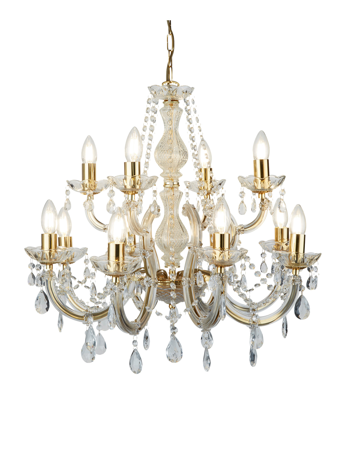 Marie Therese 12Lt Chandelier-Polished Brass & Clear Acrylic